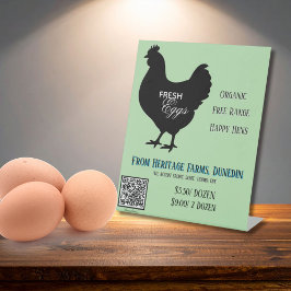 Pale Green Fresh Eggs Farmer's Market Sign QR Code Sockelschild