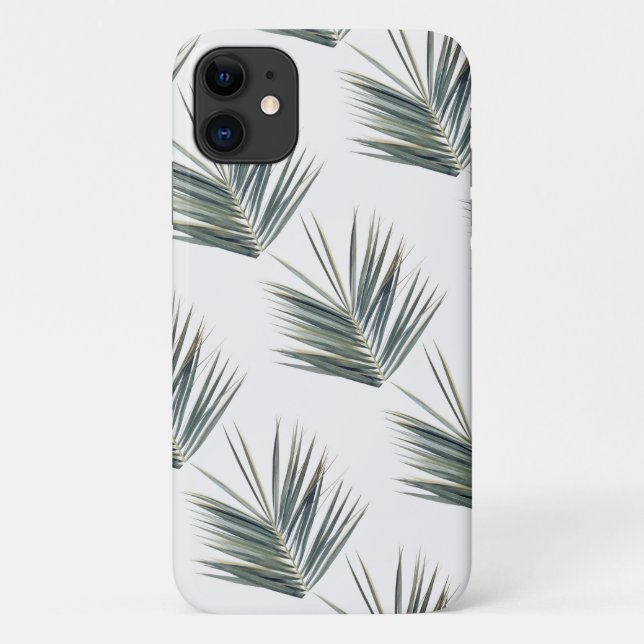 Pale Green Palm Tree Leaf iPhone 11 Coque (Dos)