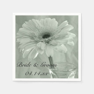 Pale Green Tinted Daisy Wedding Serviette