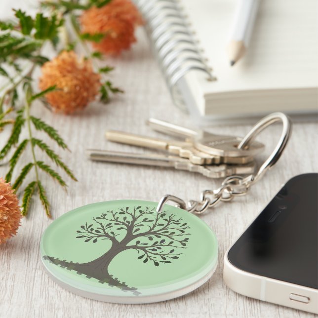 🌳 Pale Green Tree of Life Keychain (Devant droit)