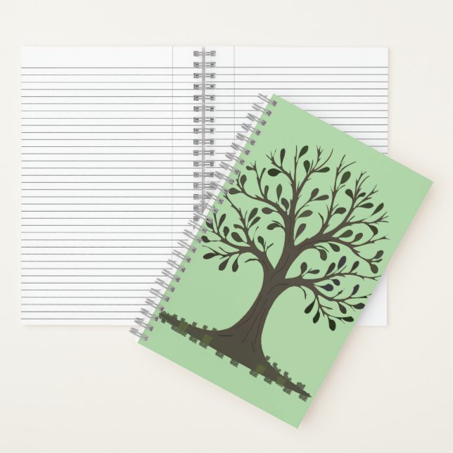 🌳 Pale Green Tree of Life Spiral Notebook Notizbuch (Innen)