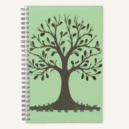 🌳 Pale Green Tree of Life Spiral Notebook Notizbuch