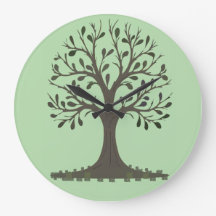 🌳 Pale Green Tree of Life Wall Clock