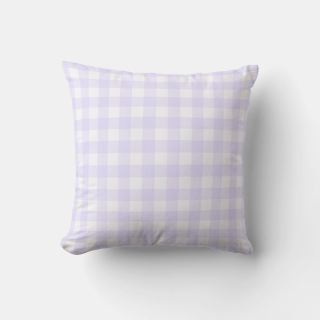 Pale Lavender Basic Gingham Checkered Pattern Kissen (Vorderseite)