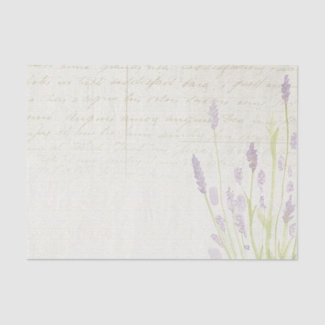 Pale Lavender Blume Script Beige Hintergrund Seidenpapier (Vorderseite)