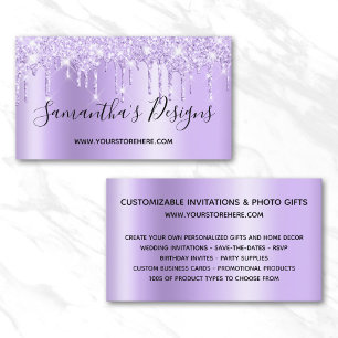 Pale Lavender Glitter Tropfen Ombre Online-Shop Visitenkarte