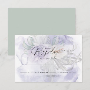 Pale Lilac BOHO Floral Reply RSVP Karte