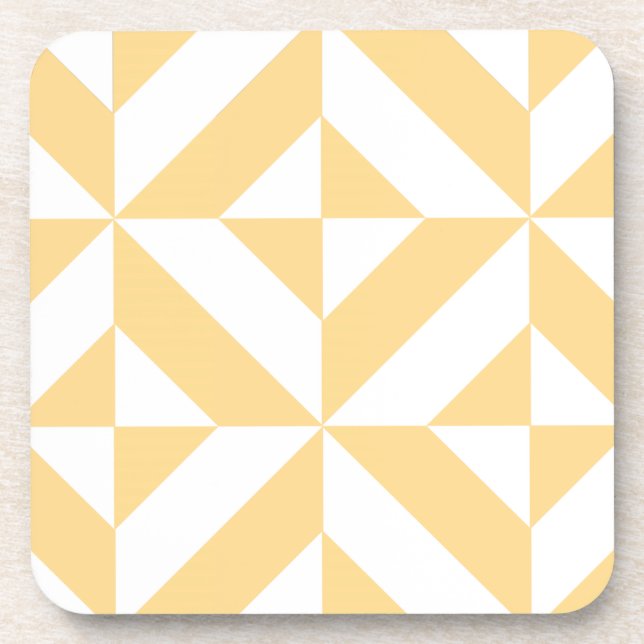 Pale Melon Geometric Deco Cube Pattern Untersetzer (Vorderseite)