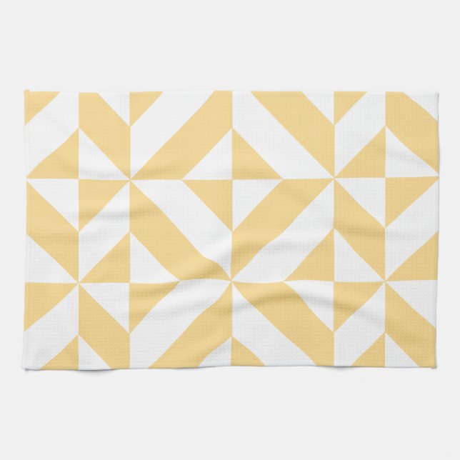 Pale Melon Geometric Deko Cube Pattern Geschirrtuch (Horizontal)