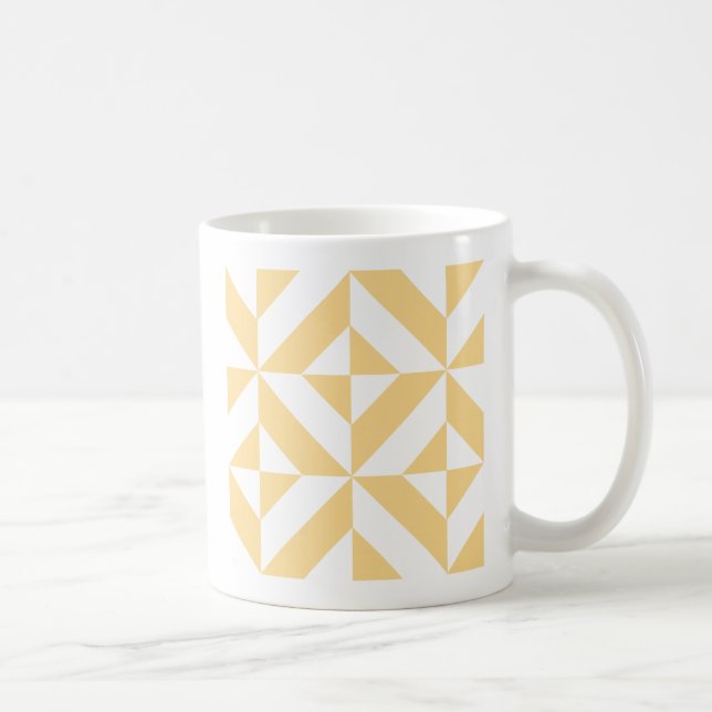 Pale Melon Geometric Deko Cube Pattern Kaffeetasse (Rechts)