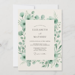 Pale Mint Eukalyptus-Hochzeit Einladung