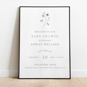 Pale Moderne Simple Baby shower Floral Affiche de