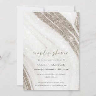 Pale Or Marbre Agate Couples Douche Invitation