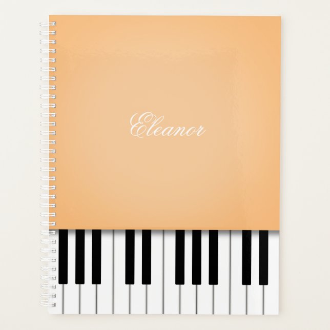 Pale Orange Piano Music Tastatur individuell angep Planer (Vorderseite)