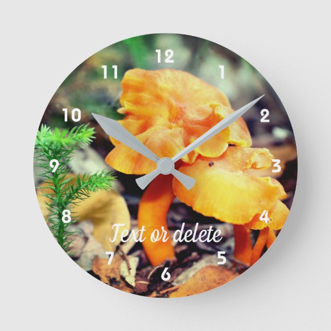 Pale Orange Wild Mushrooms Personalized Runde Wanduhr (Vorderseite)