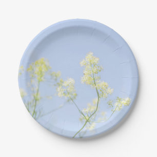Pale Pastel Blue Sky Wilde Blume Meadow Pappteller