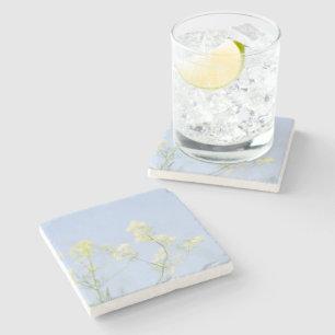 Pale Pastel Blue Sky Wilde Blume Meadow Steinuntersetzer
