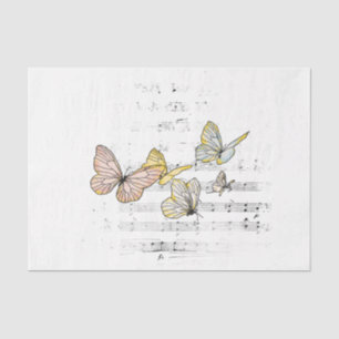 Pale Pastel Butterfly Music Decoupage Seidenpapier