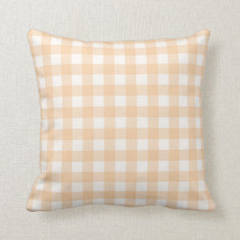 Pale Peach Basic Gingham Checkered Pattern Kissen