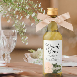 Pale Peach Rose Elegant Wedding Danke Mini Weinetikett