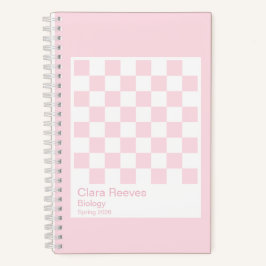 Pale Pink and White Checkerboard Notebook Notizbuch