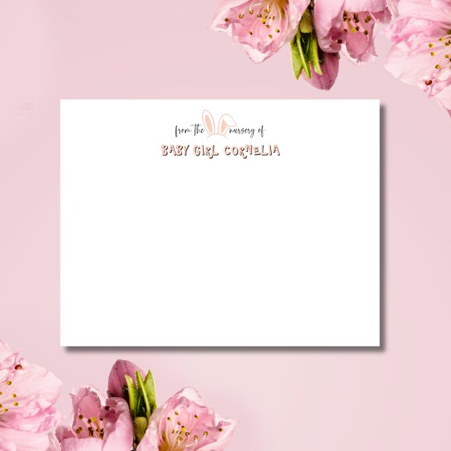 Pale Pink Bunny Ears Nursery Stationery Note Card Einladung (Von Creator hochgeladen)