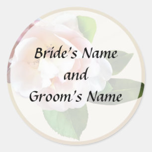 Pale Pink Camellia Save the Date Runder Aufkleber