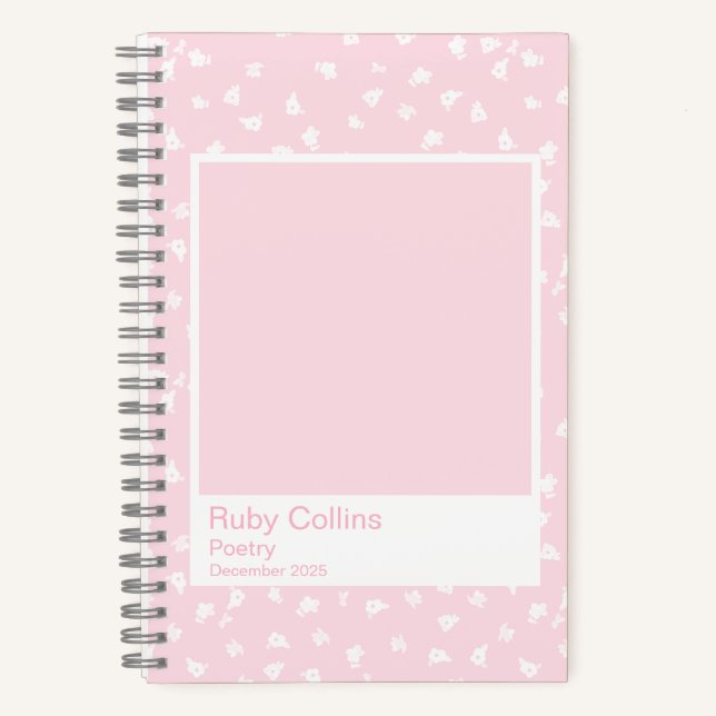 Pale Pink Floral Aesthetic Notebook Notizbuch (Vorderseite)