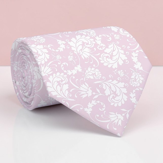 Pale Pink Floral Pattern Custom Necktie Krawatte (Von Creator hochgeladen)