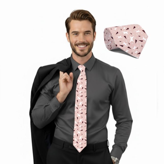 Pale Pink Geo Star & Triangle Pattern Tie Krawatte (Von Creator hochgeladen)
