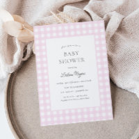 Pale Pink Gingham Classic Girls Baby Dusche