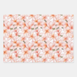 Pale Pink Plumeria Frangipani Blume Geschenkpapier Set