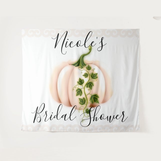 Pale Pink Pumpkin Storybook Chic Hochzeit im Herbs Wandteppich (Vorderseite (Horizontal))