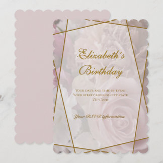 Pale Pink Rose Birthday Invitation Card Dankeskarte