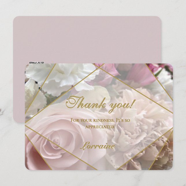 Pale Pink Rose Thank You Card Dankeskarte (Vorne/Hinten)