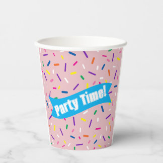 Pale Pink Sprinkles 'Party Time!' Paper Cups  Pappbecher