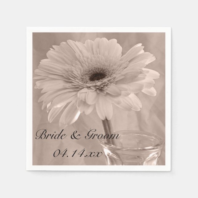 Pale Pink Tinted Daisy Wedding Serviette (Vorderseite)
