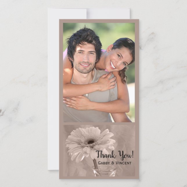 Pale Pink Tinted Daisy Wedding Vielen Dank Dankeskarte (Vorderseite)