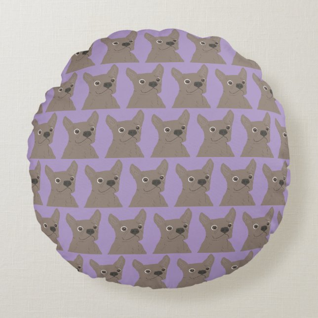 Pale Purple Dog Rundes Kissen (Vorderseite)