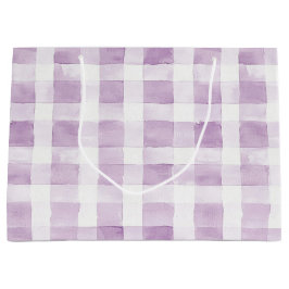 Pale Purple White Plaid Stripes Birthday Große Geschenktüte