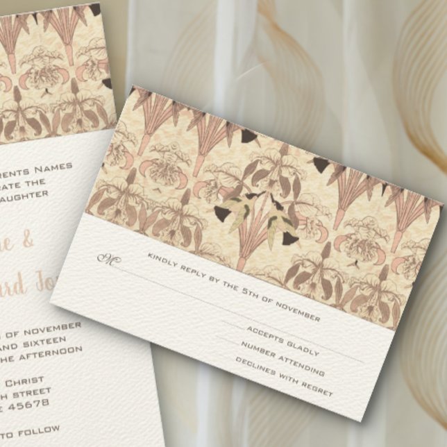 Pale Rose Art Nouveau Hummingbirds Mariage RSVP Ca (Créateur téléchargé)