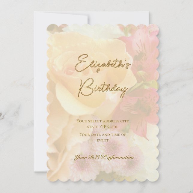 Pale Rose jaune carte d'invitation (Devant)