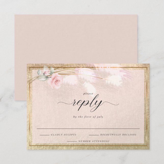 Pale rose Pampas Gris Rosebud RSVP (Devant / Derrière)