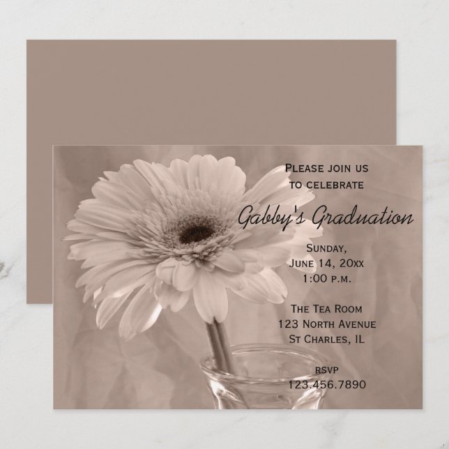 Pale Rose Tinted Daisy Graduation Party Invitation (Devant / Derrière)