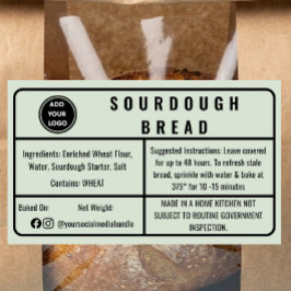 Pale Sage Green Cottage Law Sourdough-Brot Etiket Rechteckiger Aufkleber