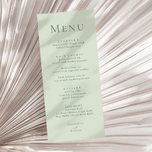 Pale Sage Green Moderne Minimaliste Menu Mariage