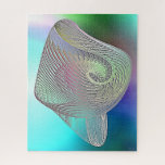 Pale Sea Fossl on Blue and Aqua Jigsaw<br><div class="desc">A modern curved translucent sea fossil on a background of swirling blue and aqua.</div>