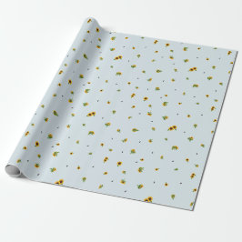 Pale Sky Japanese Sunflower Floral Pattern Geschenkpapier