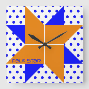 Pale Star- Orange & Blue Quadratische Wanduhr