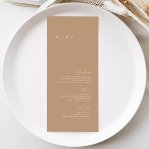 Pale Taupe Élégant minimaliste Mariage plat menu